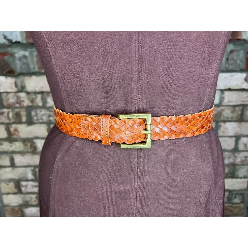 Split leather belt brown size small